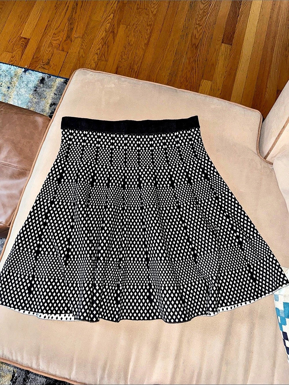 Grace Elements Geometric A-Line Skirt in Black & White